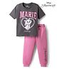 Bonfino Disney Single Jersey Knit Half Sleeves T-Shirt & Pyjama Night Suit With Marie Graphics - Multicolor