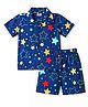 Babyhug Cotton Knit Half Sleeves Shirt & Shorts Co-ord Night Suit with Star Print - Navy Blue