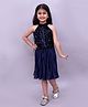 Lil' Drama Woven Sleeveless Sequins Embellished Top & Skirt Set - Navy Blue