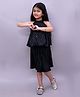 Lil' Drama Woven Sleeveless Stones Embellished Balloon Top & Skirt Set - Black