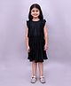 Lil' Drama Woven Frill Sleeves Stones Embellished Pleated Top & Skirt Set - Black