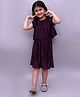 Lil' Drama Woven Frill Sleeves Stones Embellished Pleated Top & Skirt Set - Wine