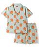 Babyhug Cotton Knit Half Sleeves Tropical Theme Printed Co-Ords Shirt & Shorts Night Suit Set - Light Blue