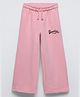ALAN JONES Cotton Blend Knit New York Text Printed Track Pants With Slit Pocket - Pink