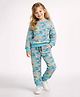 ALAN JONES Cotton Blend Knit Camouflage Printed Coordinating Tee & Joggers Set - Turquoise