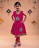 Banjara India Rayon Sleeveless Kutch Work Embroidered Dhoti Kurti Costume Set  - Pink