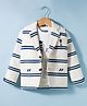 Dapper Dudes Knit Full Sleeves Striped Blazer With Typographic Tee - Cream