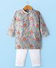 Dapper Dudes Woven Full Sleeves Floral Printed Kurta Pajama Set - Grey