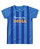 Zeezeezoo Cotton Knit Half Sleeves Cheering For India Text Printed Tee - Blue