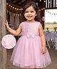 Babyhug Mesh Woven Sleeveless Fit & Flare Party Dress with Bow & Sequin Detailing - Light Pink
