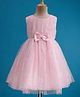 Babyhug Mesh Woven Sleeveless Party Dress With Sequin Detailing & Bow Applique - Light Pink