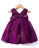 Babyhug Tussor Woven Sleeveless Party Dress With Bow Applique - Wine