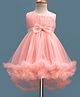 Babyhug Mesh Woven Sleeveless Party Dress With Sequin Detailing & Bow Applique - Peach