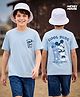 HoneyHap Disney Single Jersey Knit Half Sleeves T-Shirt With Front & Back Mickey Mouse Graphics - Light Blue