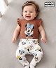 Babyoye Disney Interlock Knit Frill Sleeves Onesie with Leggings & Minnie Mouse Graphic - Multicolor