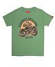 CHILINS Cotton Knit Half Sleeves Motorcycle Printed Tee - Olive Green