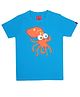 CHILINS Cotton Knit Half Sleeves Octopus Printed Tee - Light Blue