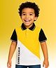 CHILINS Cotton Knit Half Sleeves Colour Blocked Unbeatable Text Printed Tee - Yellow & White
