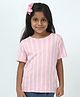 CHILINS Cotton Knit Half Sleeves Striped Tee - Baby Pink