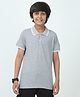 CHILINS Cotton Knit Half Sleeves Solid Polo Tee - Grey
