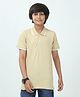 CHILINS Cotton Knit Half Sleeves Solid Polo Tee - Beige