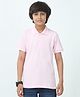 CHILINS Cotton Knit Half Sleeves Solid Polo Tee - Baby Pink