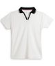 CHILINS Cotton Knit Half Sleeves Solid Polo Tee - White