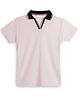 CHILINS Cotton Knit Half Sleeves Solid Polo Tee - White
