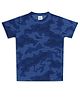 CHILINS Knit Half Sleeves Camouflage Printed Tee - Blue