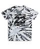 CHILINS Cotton Knit Half Sleeves Brooklyn 23 Text Printed Tie Dye Tee - White & Black