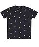 CHILINS Cotton Knit Half Sleeves Smiley Face Printed Tee -Black
