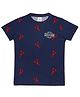 CHILINS Cotton Knit Half Sleeves Lobster Printed Tee - Blue Red