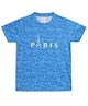 CHILINS Cotton Knit Half Sleeves Paris Text Printed Tee- Light Blue