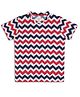 CHILINS Cotton Half Sleeves Chevron Printed Tee -White Red & Blue