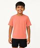 CHILINS Knit Half Sleeves Solid Tee - Pink
