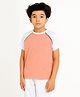 CHILINS Knit Half Sleeves Colour Blocked Tee - Pink & White