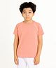 CHILINS Knit Half Sleeves Solid Tee - Pink