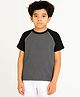 CHILINS Knit Half Sleeves Colour Blocked Tee - Grey & Black