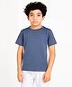 CHILINS Knit Half Sleeves Solid Tee - Blue