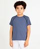 CHILINS Knit Half Sleeves Solid Tee - Blue
