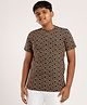 CHILINS Cotton Knit Half Sleeve Printed Kids Tee Shirt - Black