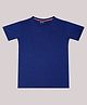 CHILINS Knit Half Sleeves Solid Tee - Navy Blue