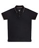CHILINS Knit Half Sleeves Solid Polo Tee - Black