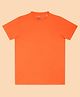 CHILINS Cotton Knit Half Sleeves Solid Tee - Orange