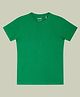 CHILINS Cotton Knit Half Sleeves Solid Tee - Green