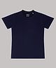 CHILINS Cotton Knit Half Sleeves Solid Tee - Blue