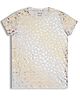 CHILINS Cotton Knit Half Sleeves Abstract Printed Tee - White & Golden