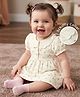 Babyoye Cotton Knit Frocks With Bloomer/Short All Over Print Half Sleeves White 6-9 Months