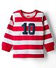Babyhug Cotton Knit Full Sleeves Striped T-Shirt with Ten Patch Detailing - Multicolor
