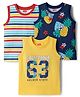 Babyhug Cotton Knit Sleeveless Tank T-Shirts with Tropical Theme Print & Stripes Pack of 3 - Multicolor